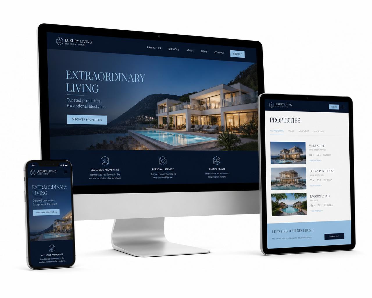 Bread and Blue Creative website shown on desktop, tablet, and mobile